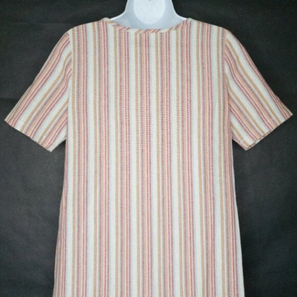 Roolee Striped Cotton Linine Button Side Hipster Woven Midi Dress w/ Pockets - Picture 11 of 16